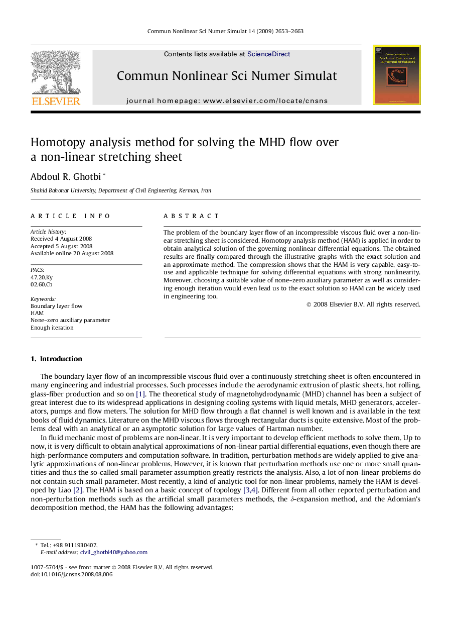 Homotopy analysis method for solving the MHD flow over a non-linear stretching sheet