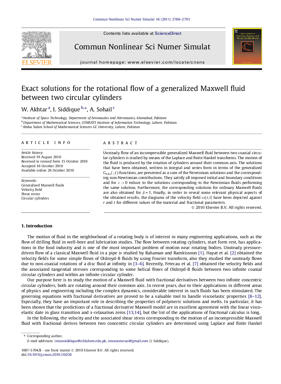 Exact solutions for the rotational flow of a generalized Maxwell fluid between two circular cylinders