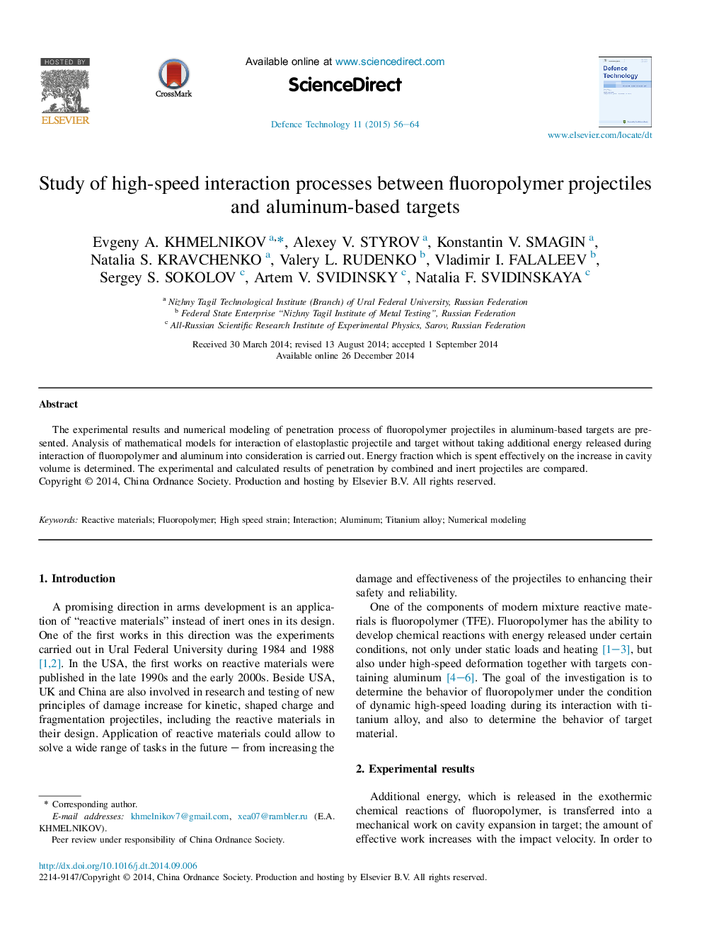 Study of high-speed interaction processes between fluoropolymer projectiles and aluminum-based targets 