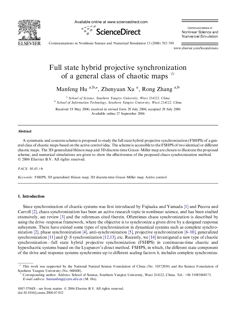 Full state hybrid projective synchronization of a general class of chaotic maps