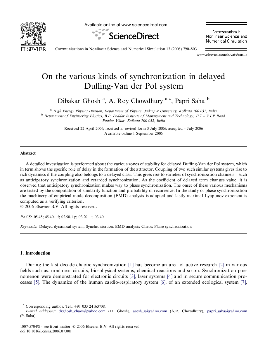 On the various kinds of synchronization in delayed Duffing-Van der Pol system