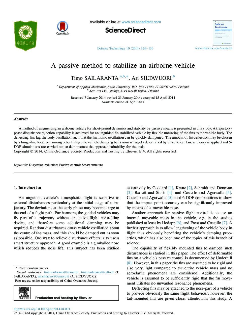 A passive method to stabilize an airborne vehicle 