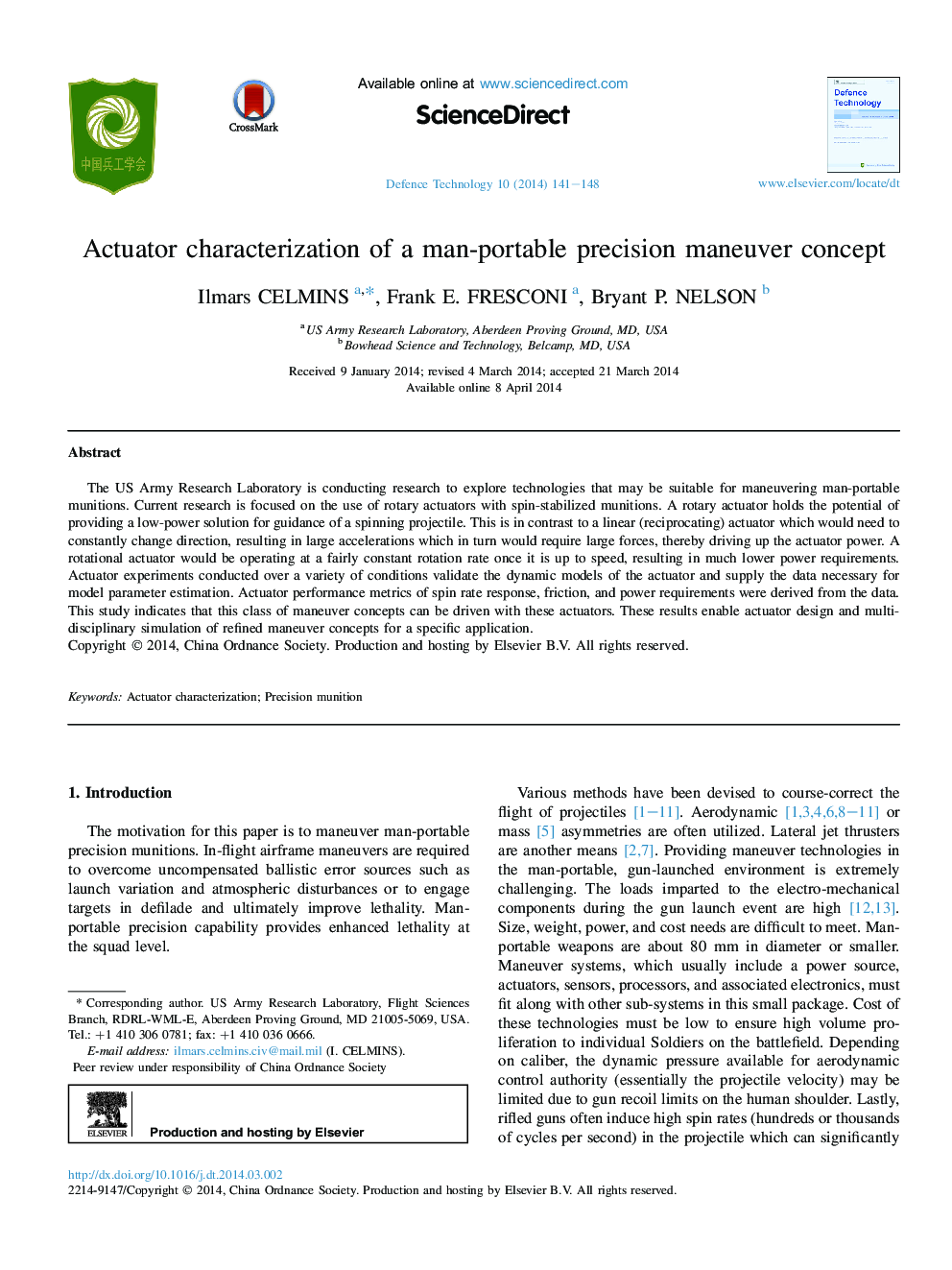 Actuator characterization of a man-portable precision maneuver concept 