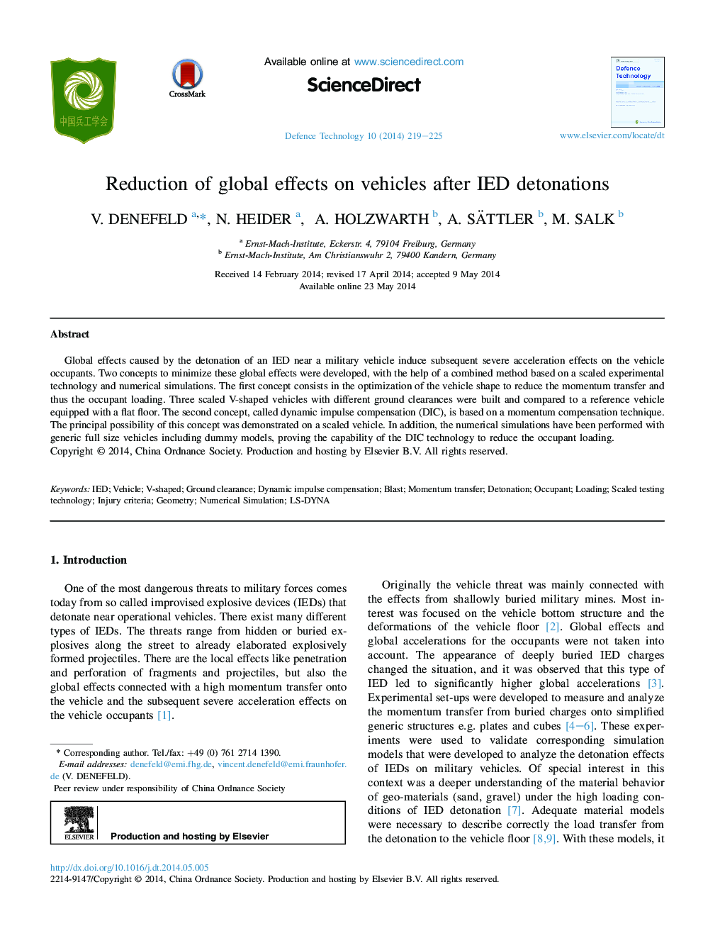 Reduction of global effects on vehicles after IED detonations 