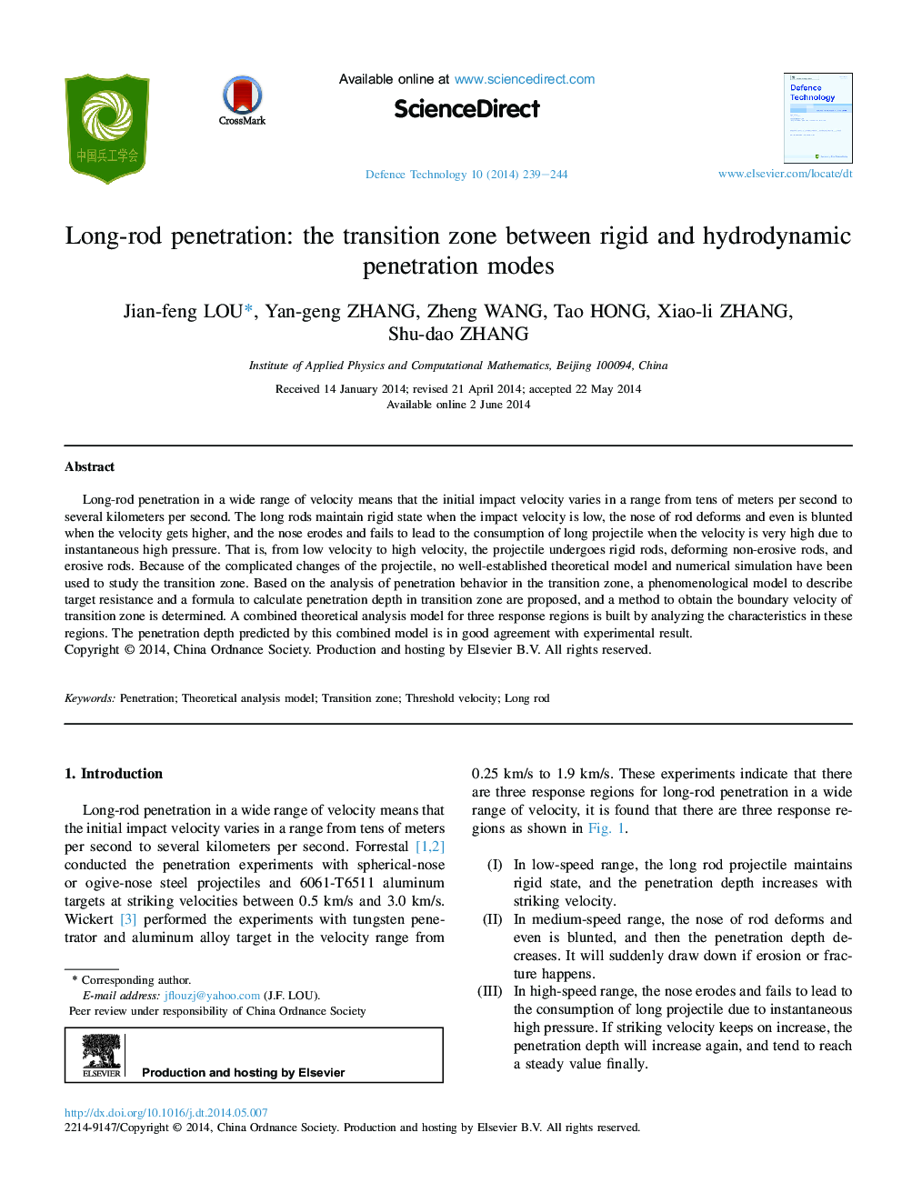 Long-rod penetration: the transition zone between rigid and hydrodynamic penetration modes 