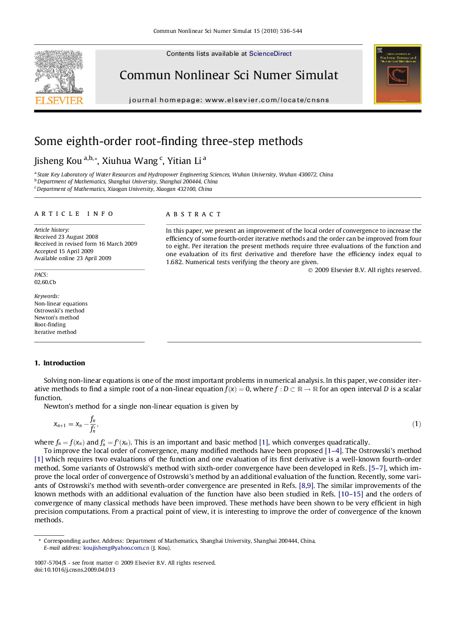 Some eighth-order root-finding three-step methods