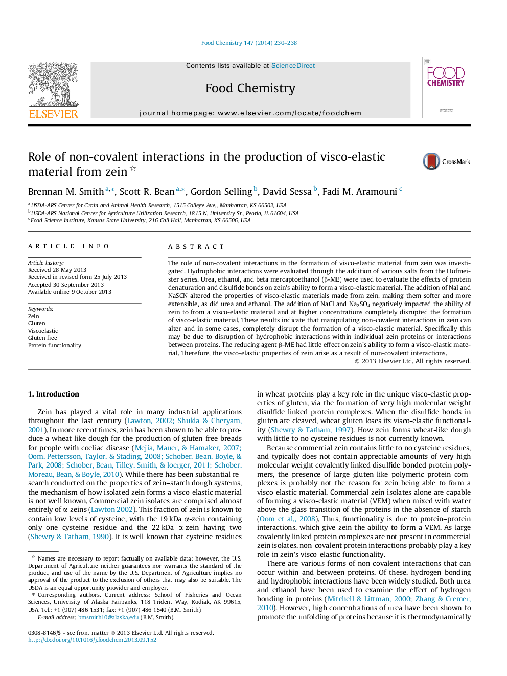 Role of non-covalent interactions in the production of visco-elastic material from zein