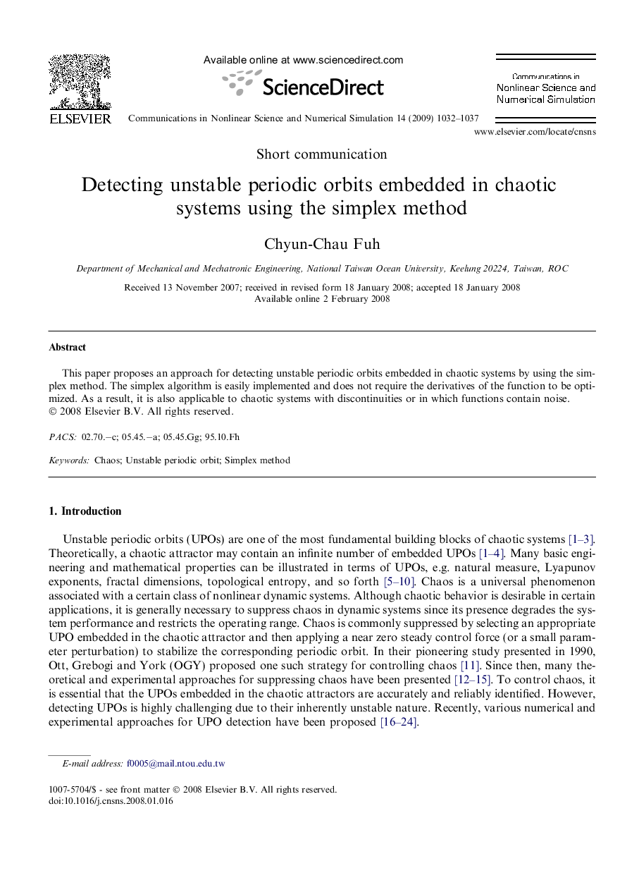 Detecting unstable periodic orbits embedded in chaotic systems using the simplex method