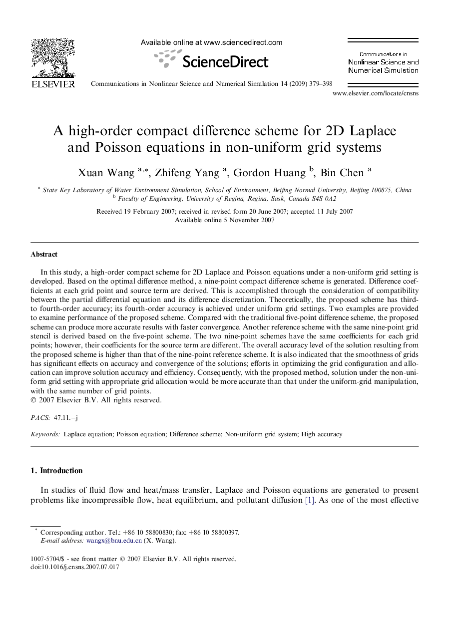 A high-order compact difference scheme for 2D Laplace and Poisson equations in non-uniform grid systems