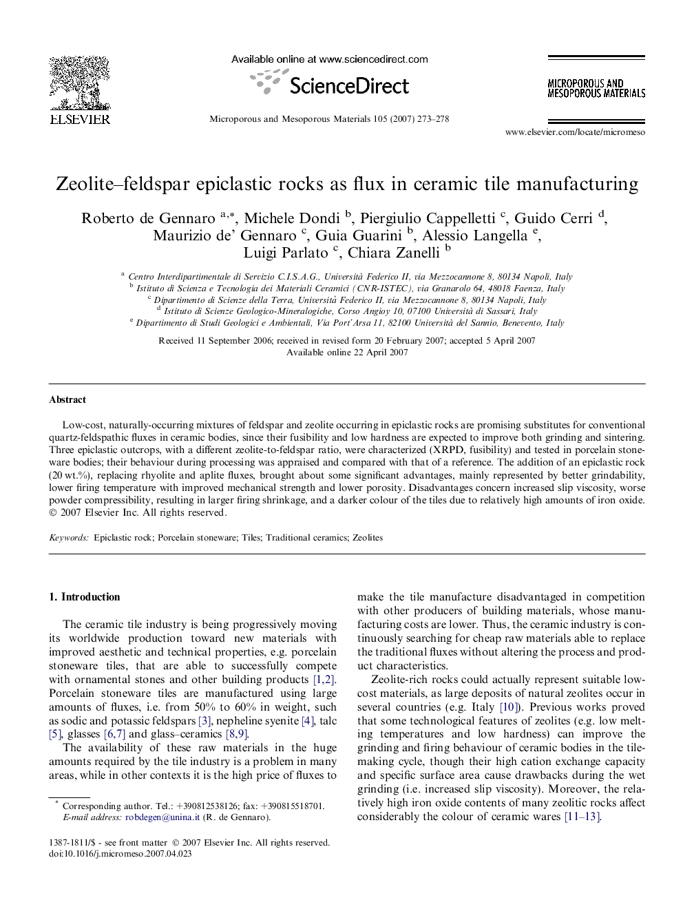 Zeolite–feldspar epiclastic rocks as flux in ceramic tile manufacturing