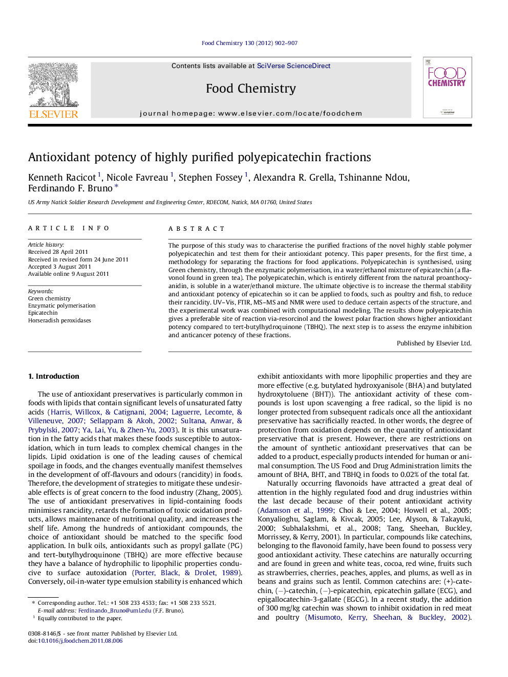 عکس صفحه اول مقاله: Antioxidant potency of highly purified polyepicatechin fractions Antioxidant potency of highly purified polyepicatechin fractions