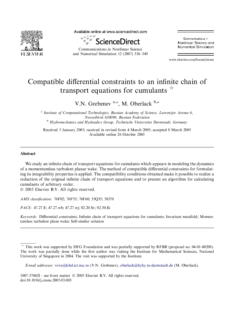 Compatible differential constraints to an infinite chain of transport equations for cumulants 