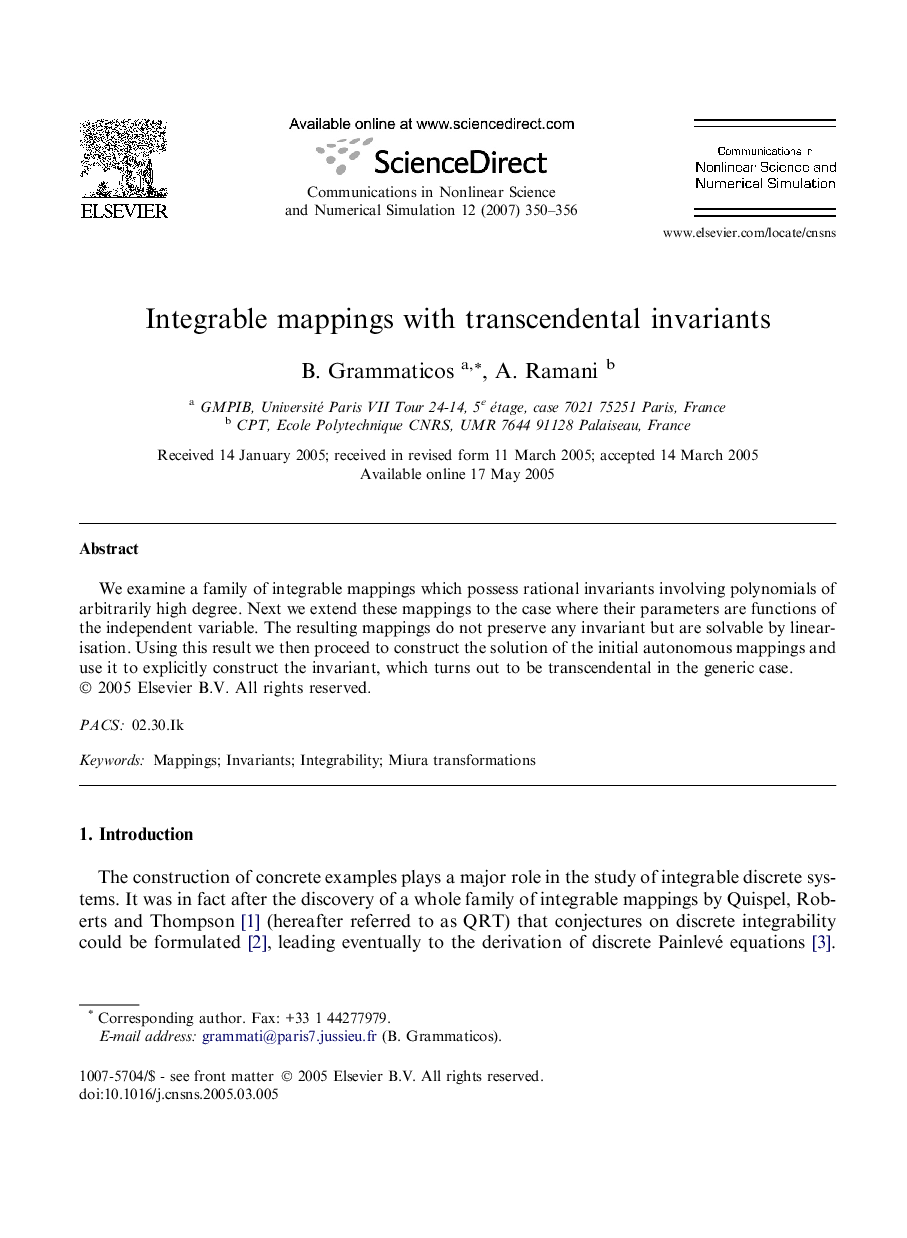 Integrable mappings with transcendental invariants