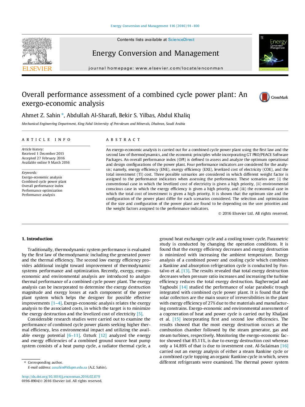 Overall performance assessment of a combined cycle power plant: An exergo-economic analysis