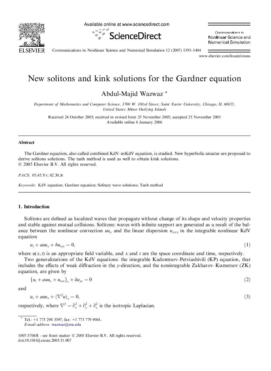 New solitons and kink solutions for the Gardner equation