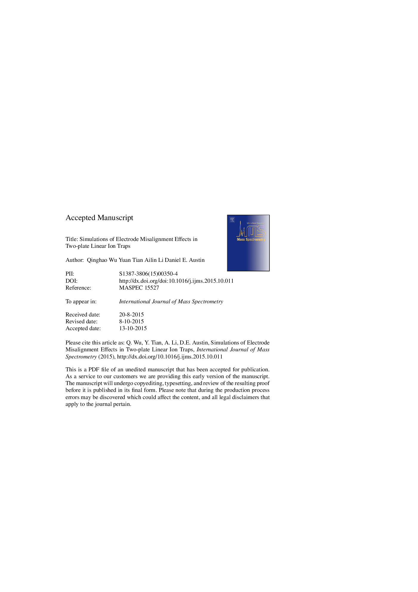 Simulations of electrode misalignment effects in two-plate linear ion traps