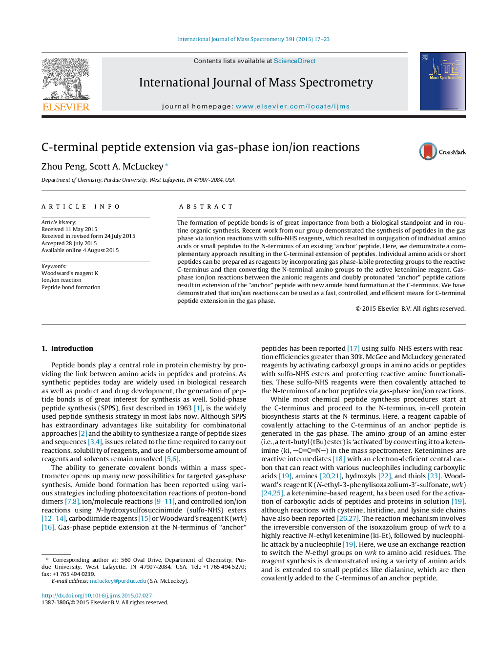 C-terminal peptide extension via gas-phase ion/ion reactions