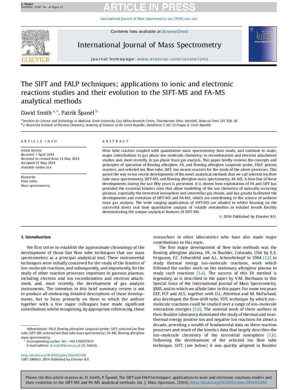 The SIFT and FALP techniques; applications to ionic and electronic reactions studies and their evolution to the SIFT-MS and FA-MS analytical methods