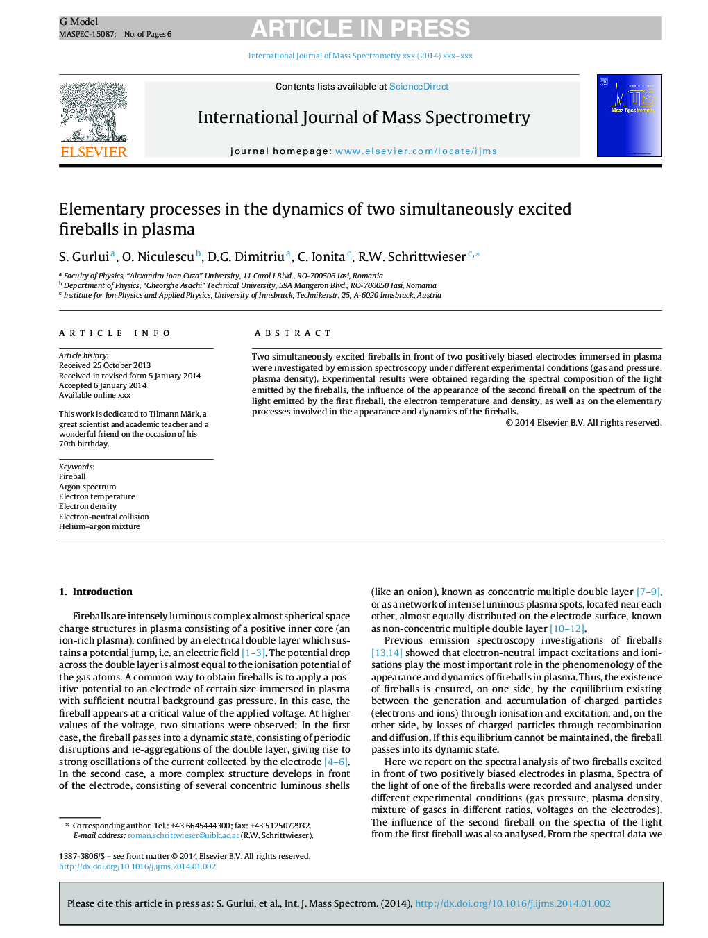 Elementary processes in the dynamics of two simultaneously excited fireballs in plasma