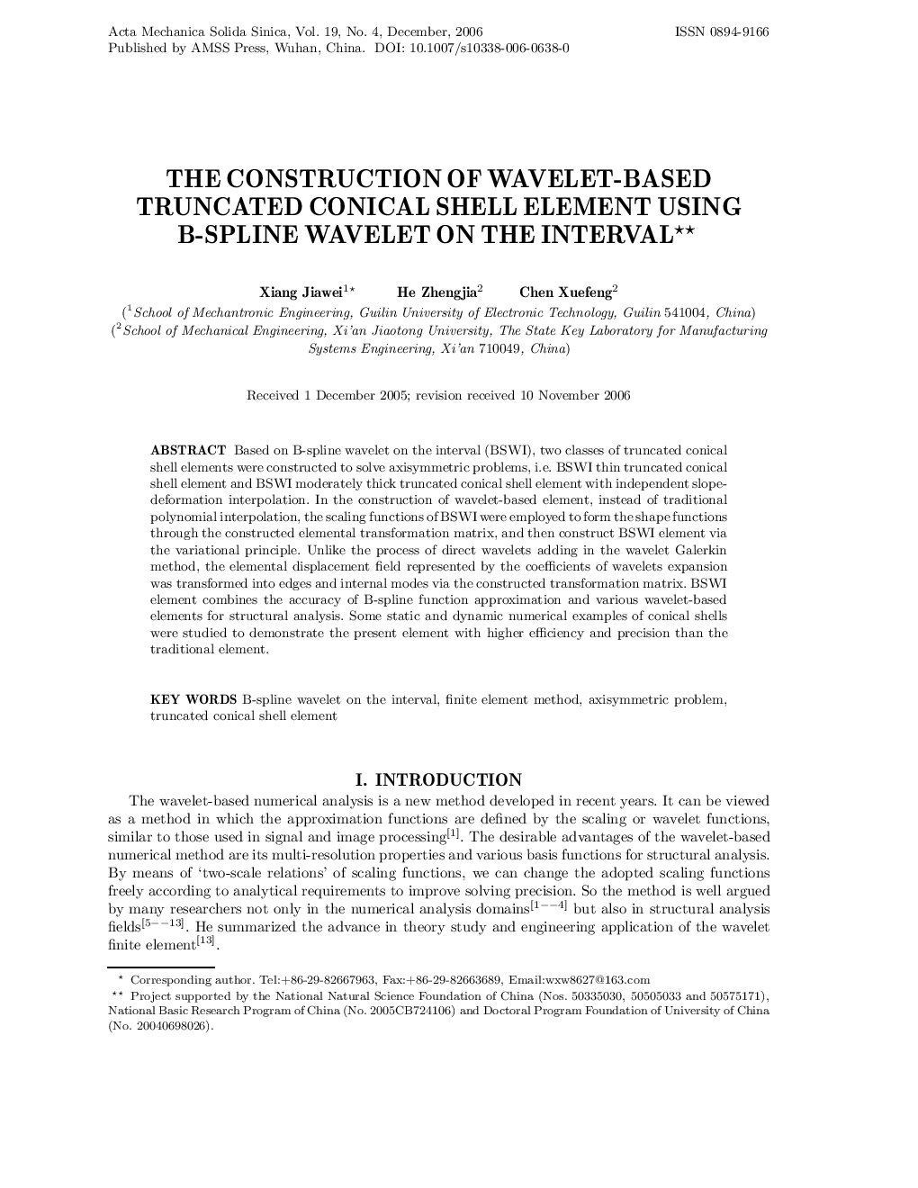 The construction of wavelet-based truncated conical shell element using B-spline wavelet on the interval 