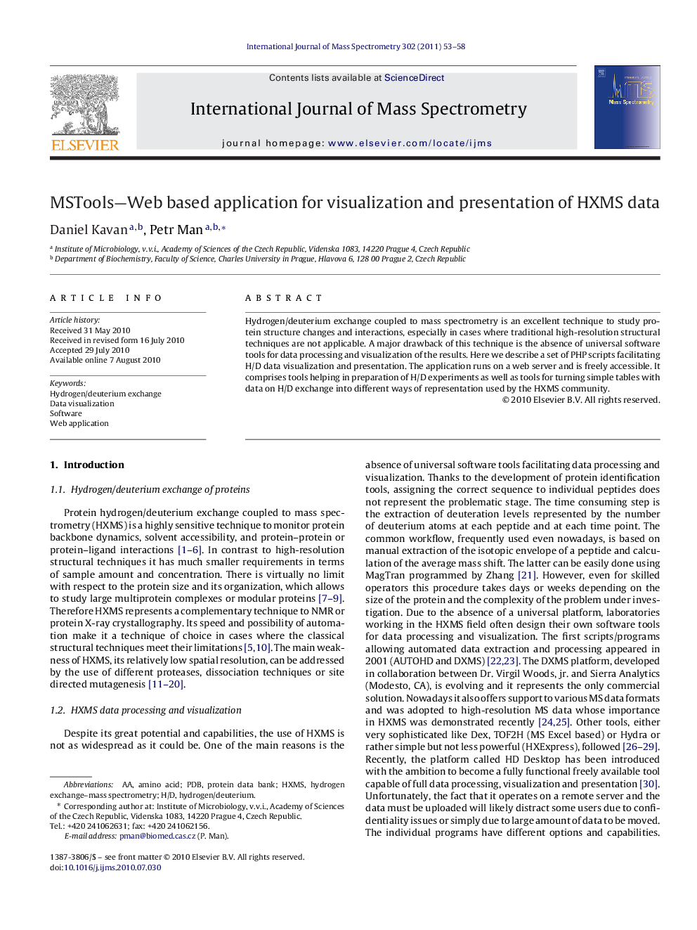 MSTools-Web based application for visualization and presentation of HXMS data