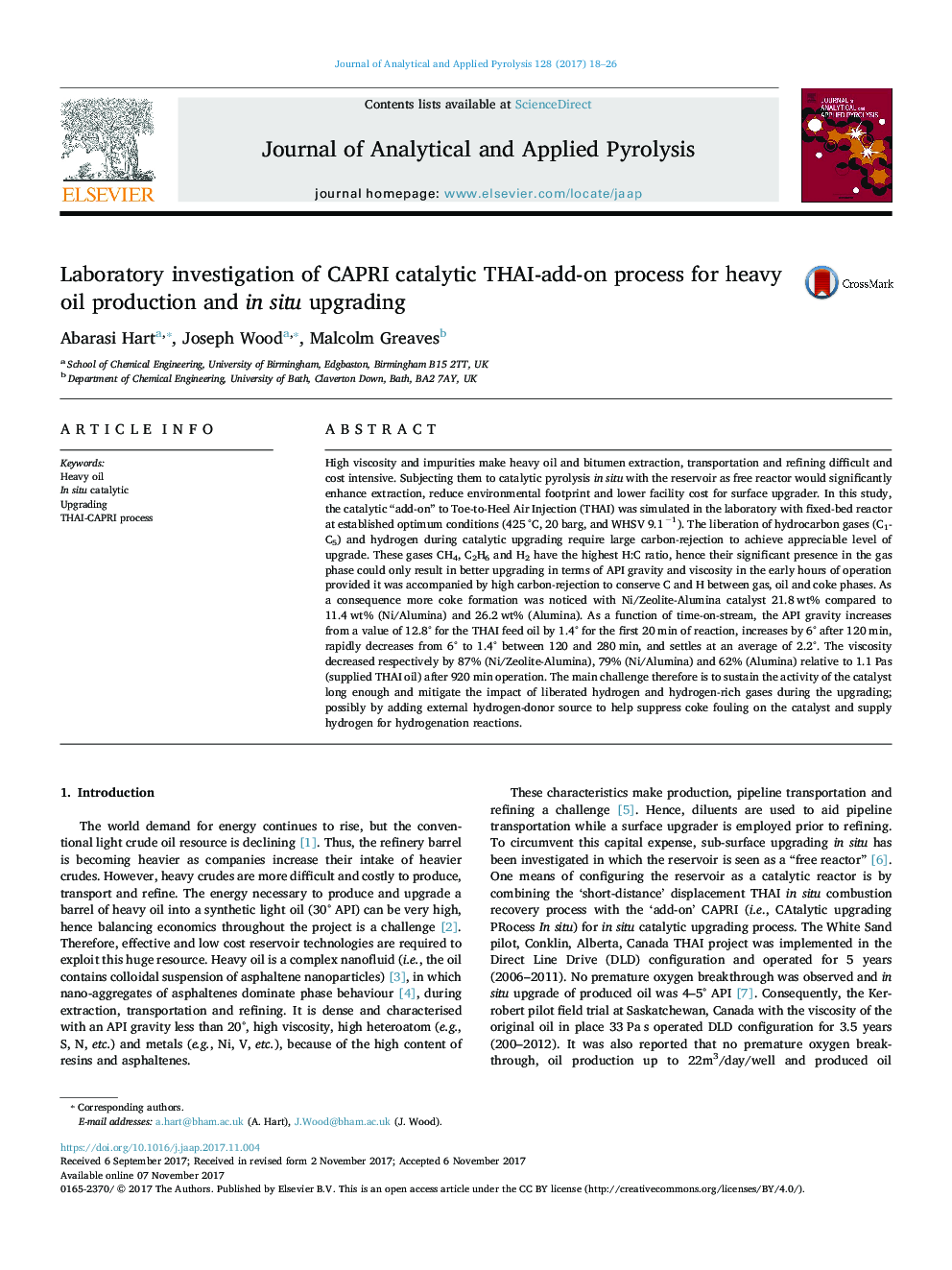 Laboratory investigation of CAPRI catalytic THAI-add-on process for heavy oil production and in situ upgrading