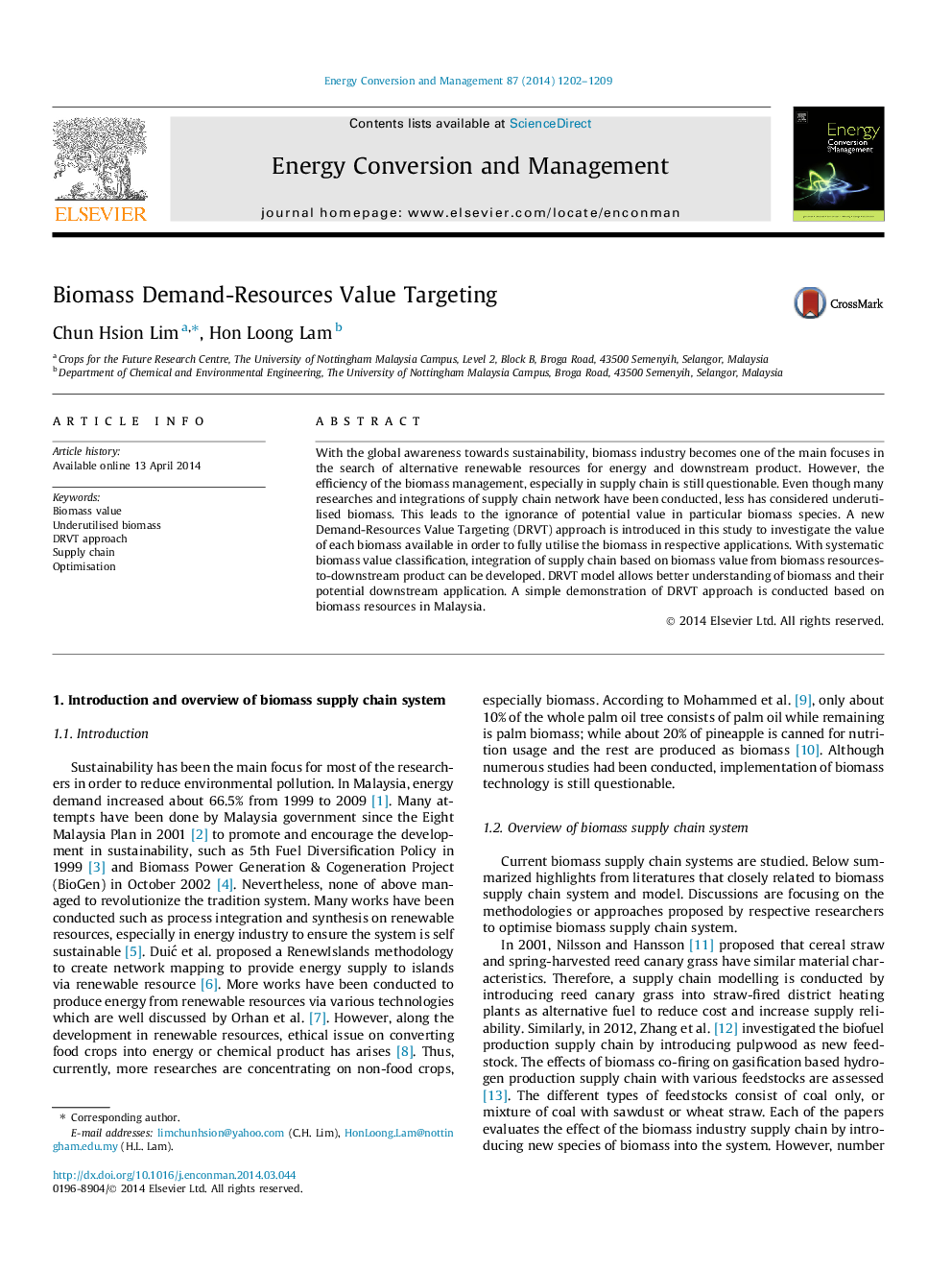 Biomass Demand-Resources Value Targeting