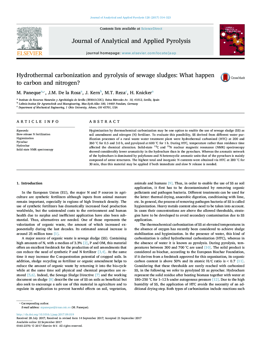 Hydrothermal carbonization and pyrolysis of sewage sludges: What happen to carbon and nitrogen?