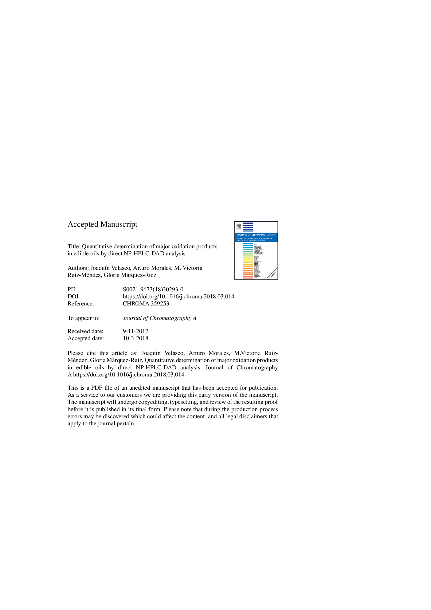 Quantitative determination of major oxidation products in edible oils by direct NP-HPLC-DAD analysis