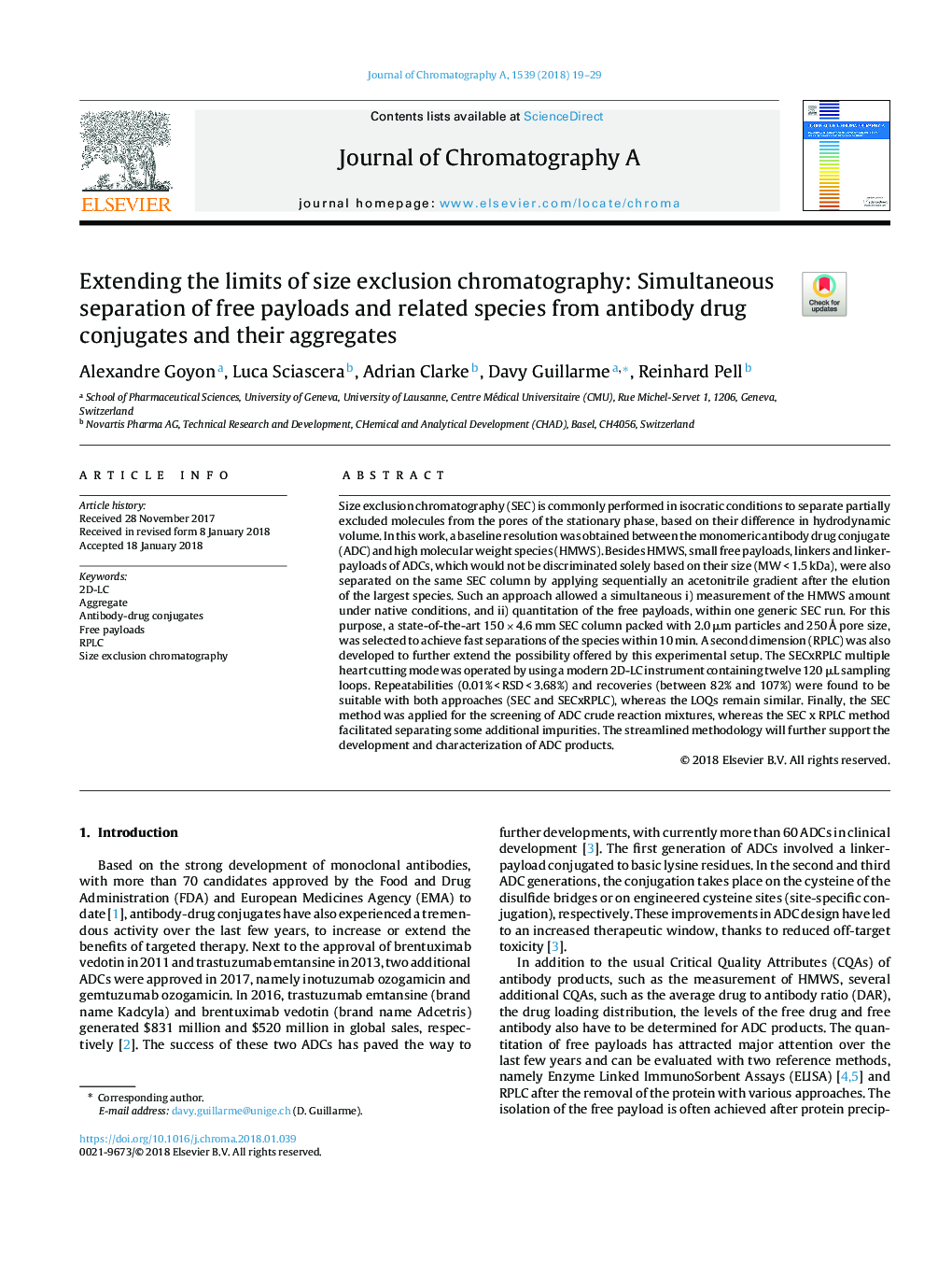 Extending the limits of size exclusion chromatography: Simultaneous separation of free payloads and related species from antibody drug conjugates and their aggregates