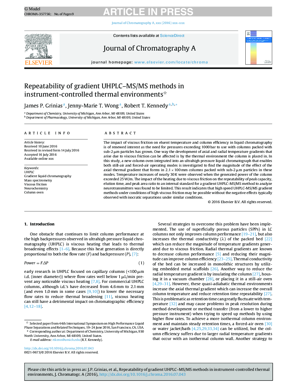 Repeatability of gradient ultrahigh pressure liquid chromatography-tandem mass spectrometry methods in instrument-controlled thermal environments