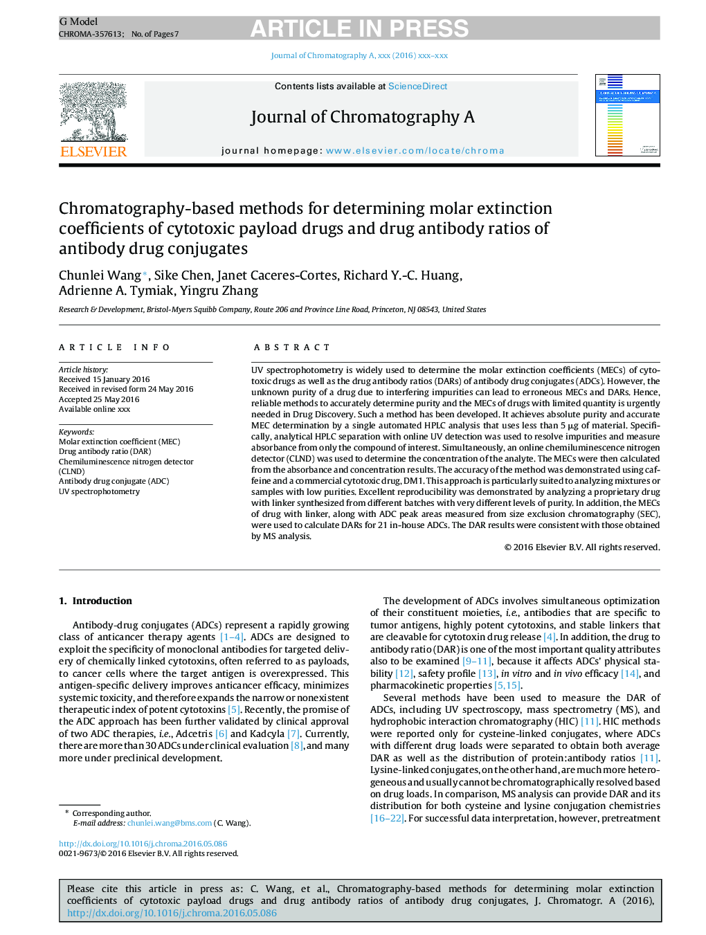 Chromatography-based methods for determining molar extinction coefficients of cytotoxic payload drugs and drug antibody ratios of antibody drug conjugates