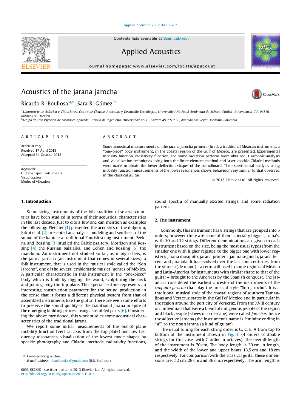 Acoustics of the jarana jarocha