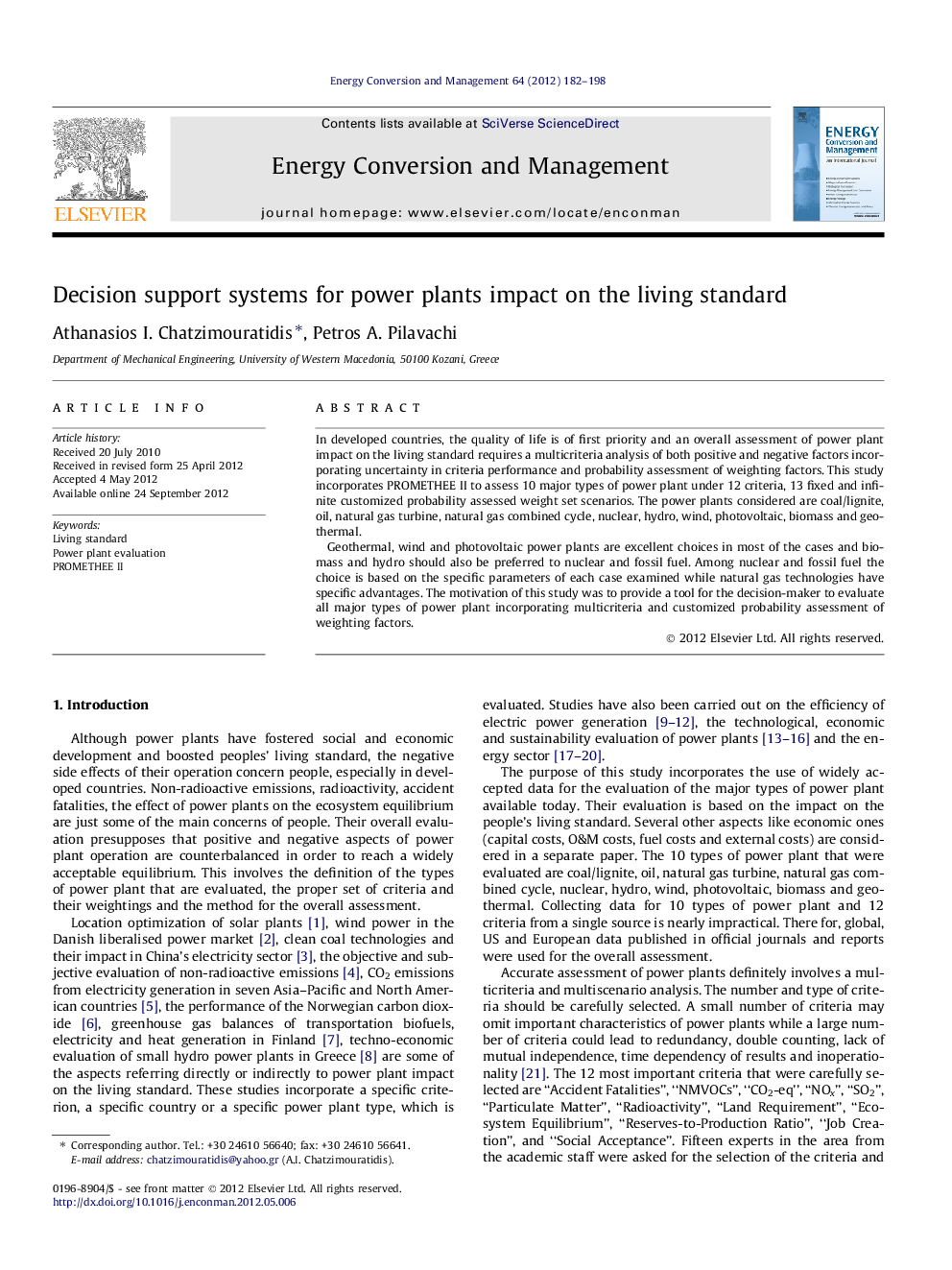 Decision support systems for power plants impact on the living standard