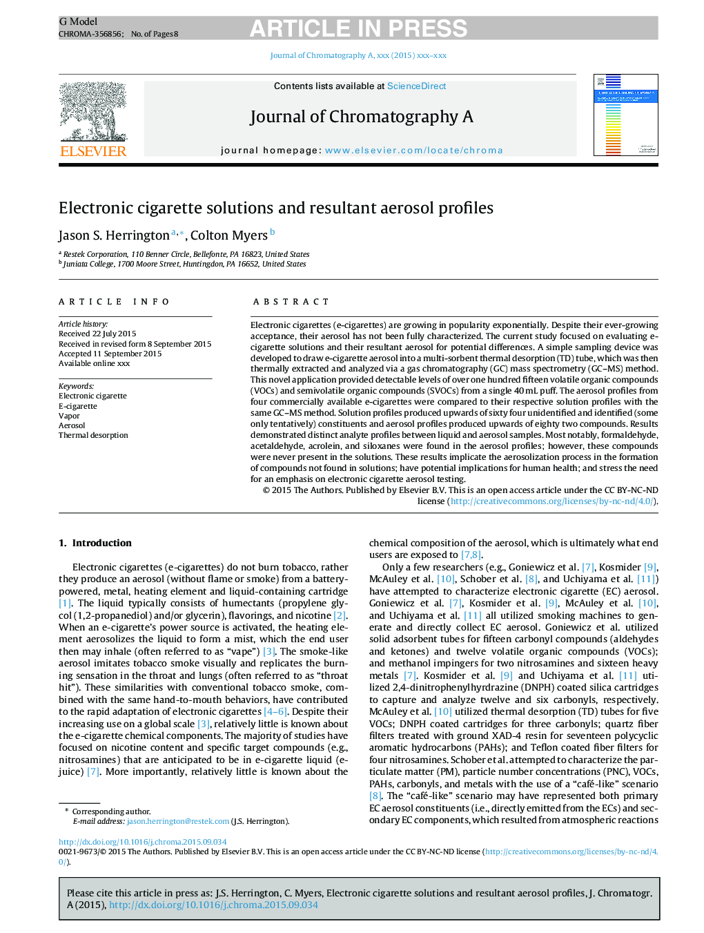 Electronic cigarette solutions and resultant aerosol profiles