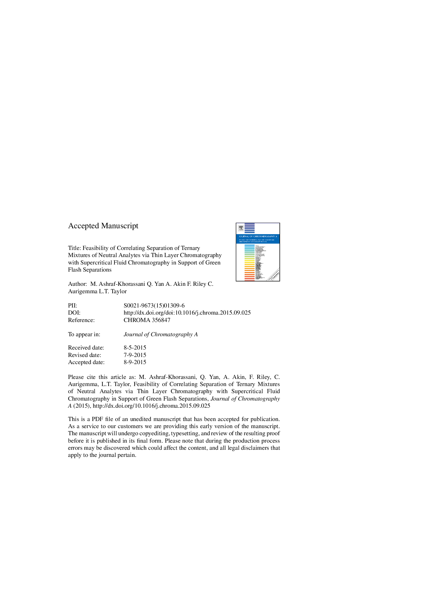 امکان جداسازی ترانادی از آنالیت های خنثی از طریق کروماتوگرافی لایه نازک با کروماتوگرافی سیال فوق کریتیک در حمایت از جداسازی فلش سبز 