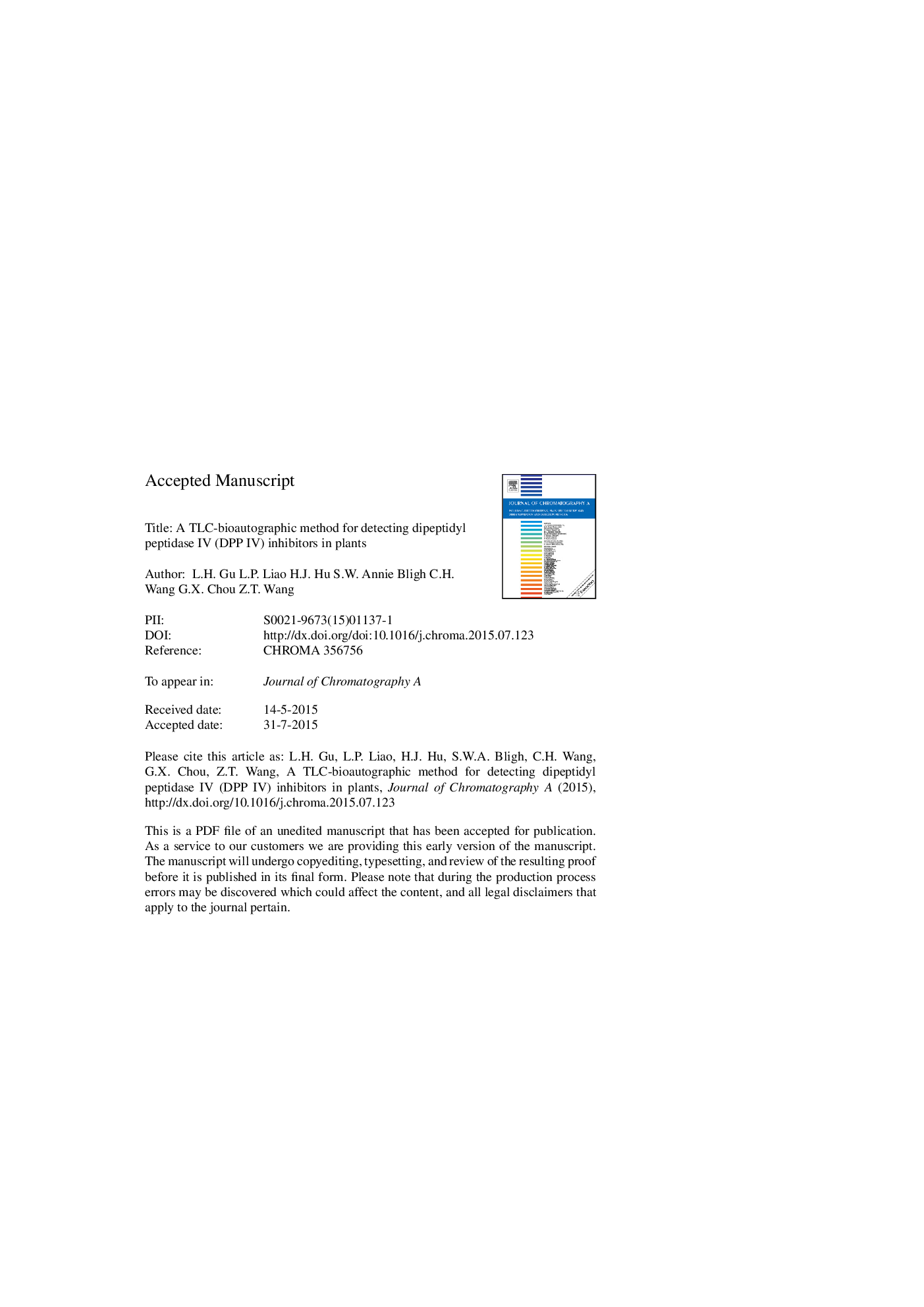 A thin-layer chromatography-bioautographic method for detecting dipeptidyl peptidase IV inhibitors in plants