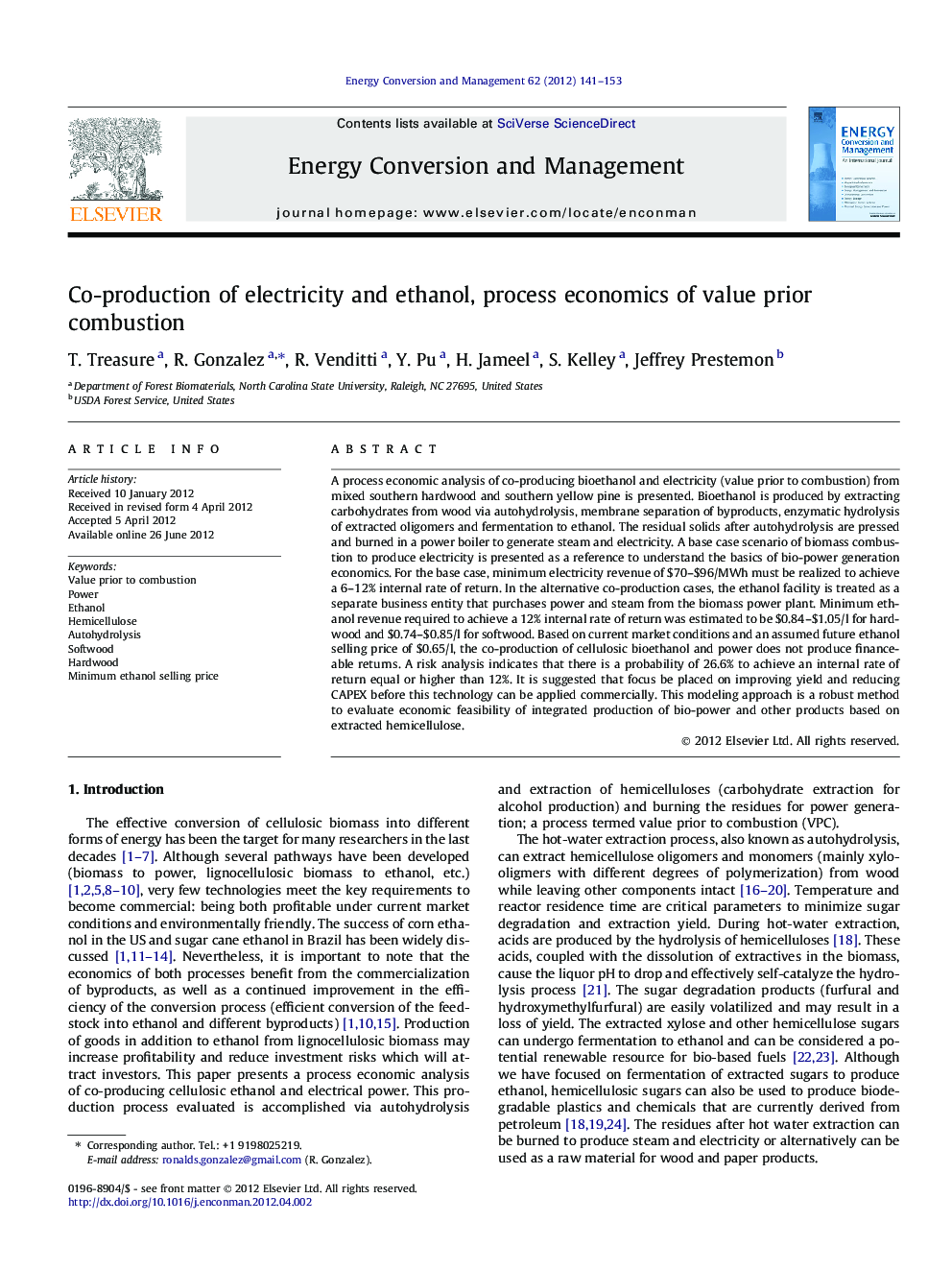 Co-production of electricity and ethanol, process economics of value prior combustion