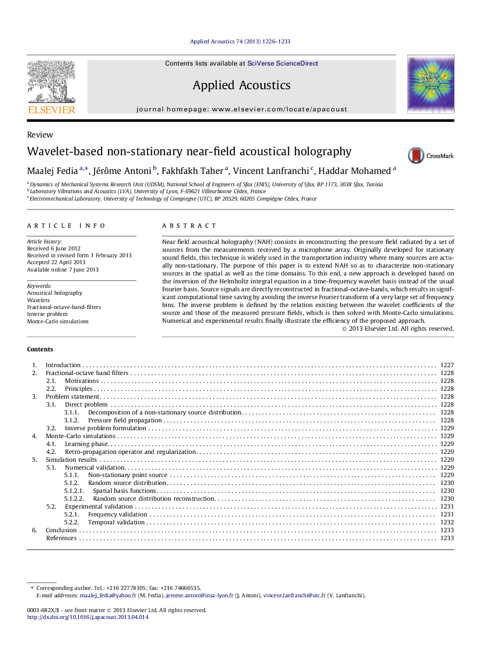 Wavelet-based non-stationary near-field acoustical holography