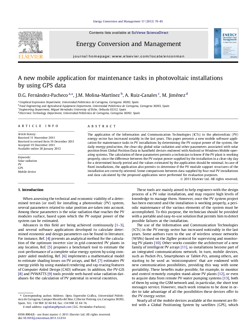 A new mobile application for maintenance tasks in photovoltaic installations by using GPS data