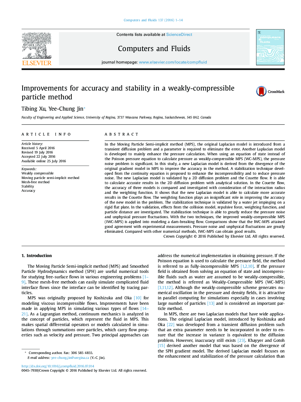 Improvements for accuracy and stability in a weakly-compressible particle method