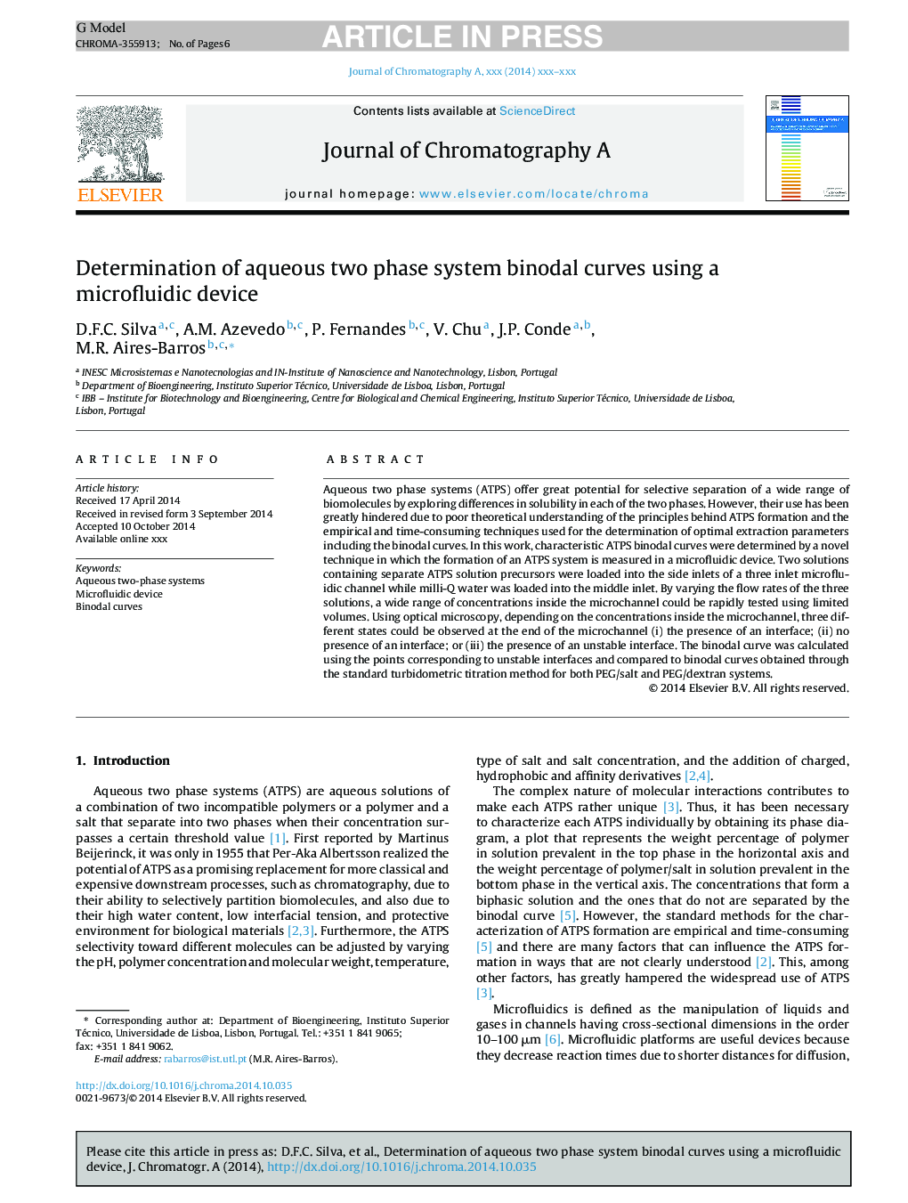 Determination of aqueous two phase system binodal curves using a microfluidic device