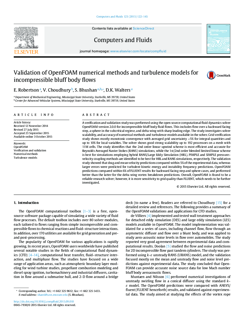 Validation of OpenFOAM numerical methods and turbulence models for incompressible bluff body flows