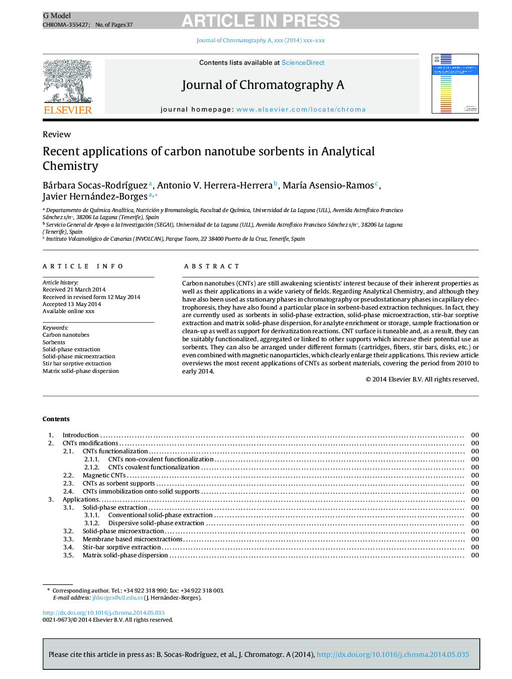 Recent applications of carbon nanotube sorbents in analytical chemistry