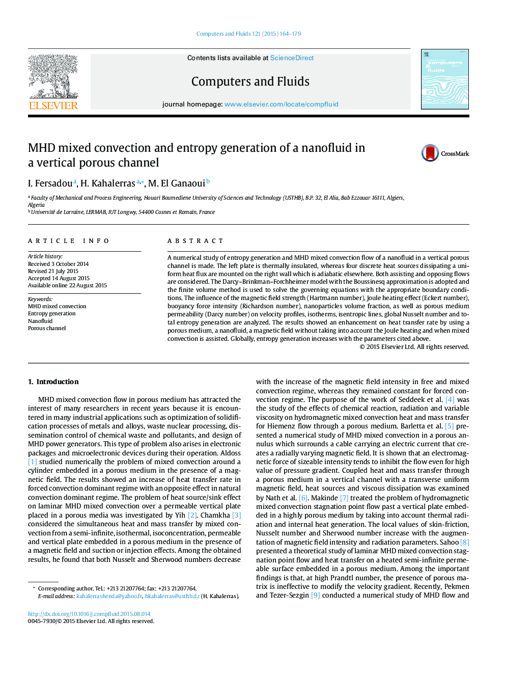 MHD mixed convection and entropy generation of a nanofluid in a vertical porous channel