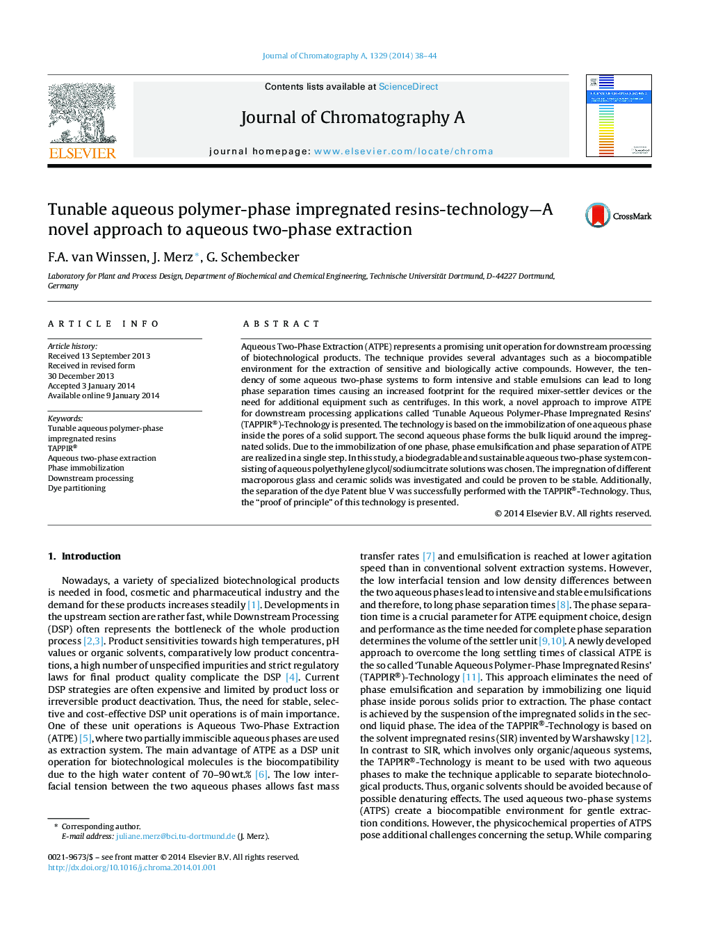 Tunable aqueous polymer-phase impregnated resins-technology-A novel approach to aqueous two-phase extraction