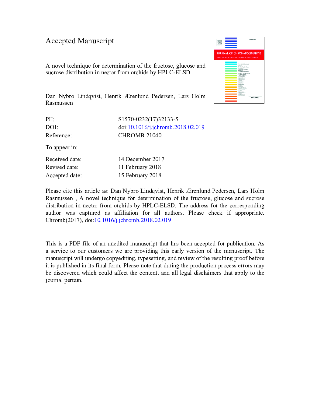 A novel technique for determination of the fructose, glucose and sucrose distribution in nectar from orchids by HPLC-ELSD