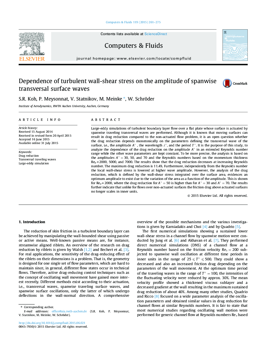 Dependence of turbulent wall-shear stress on the amplitude of spanwise transversal surface waves