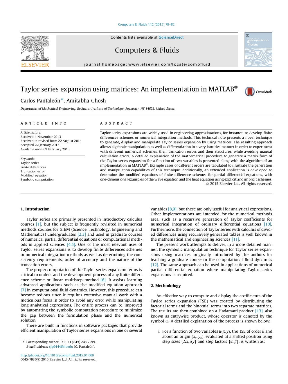 Taylor series expansion using matrices: An implementation in MATLAB®