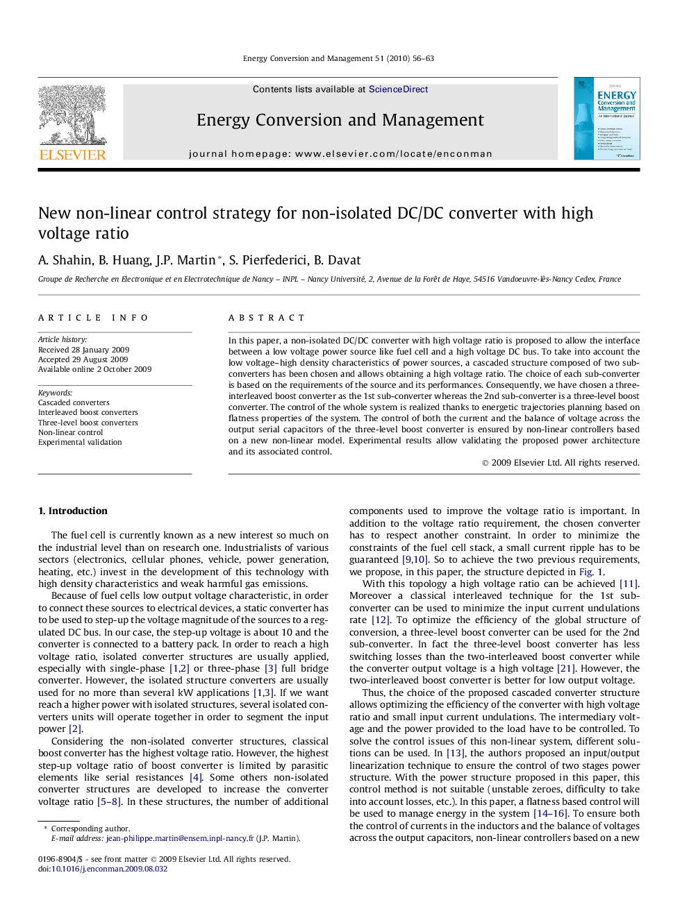 New non-linear control strategy for non-isolated DC/DC converter with high voltage ratio